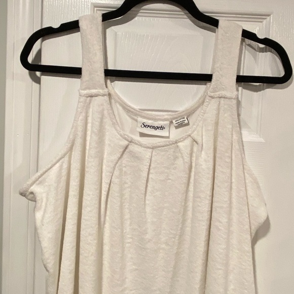 NWOT Serengeti Size XL White Terry Cloth Pullover Mini Dress Coverup Pockets - Picture 2 of 10